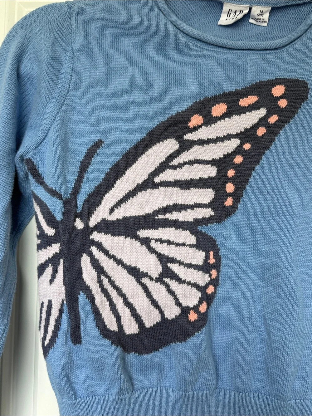 Girls GapKids Blue Butterfly Sweater Size Medium 7/8